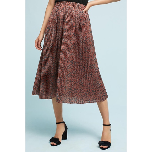 Anthropologie Dresses & Skirts - Anthropologie Numph Pleated Leopard Midi Skirt